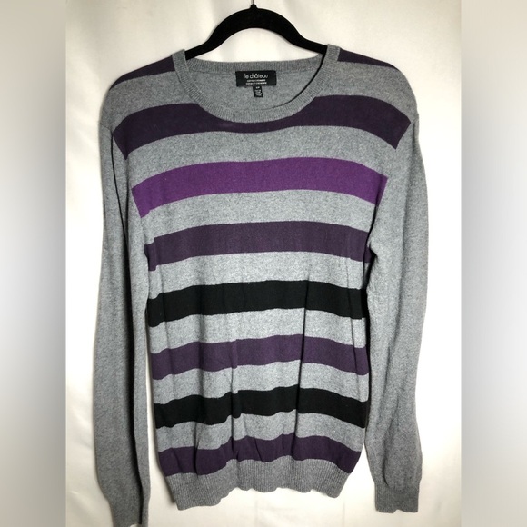 Women’s Gray & Purple Stripe Sweater. LeChateau. Size Small. - Picture 1 of 6